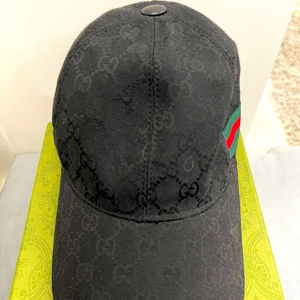 Gucci monogram ball cap hat
